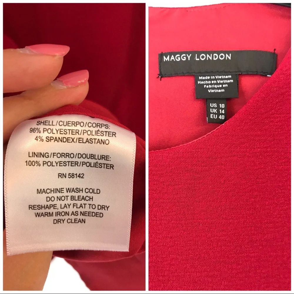 👗🆕Maggy London Red Sheath Dress, Size 10👗